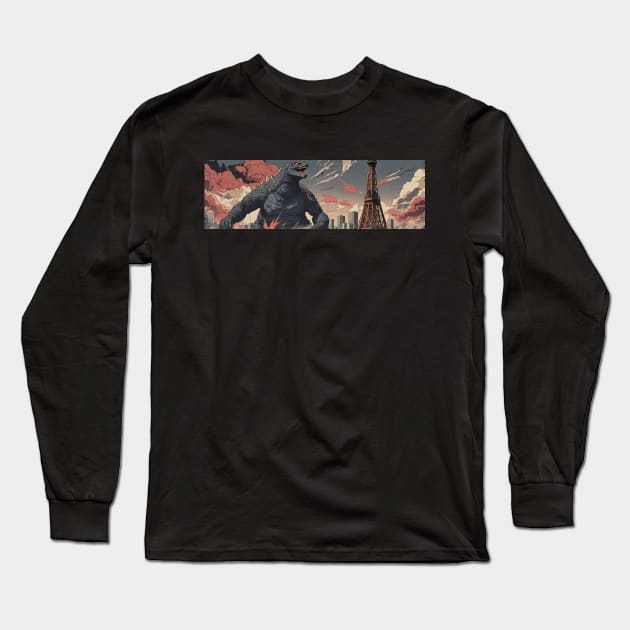 Tokyo Godzilla Rising Long Sleeve T-Shirt by Hey Imanes